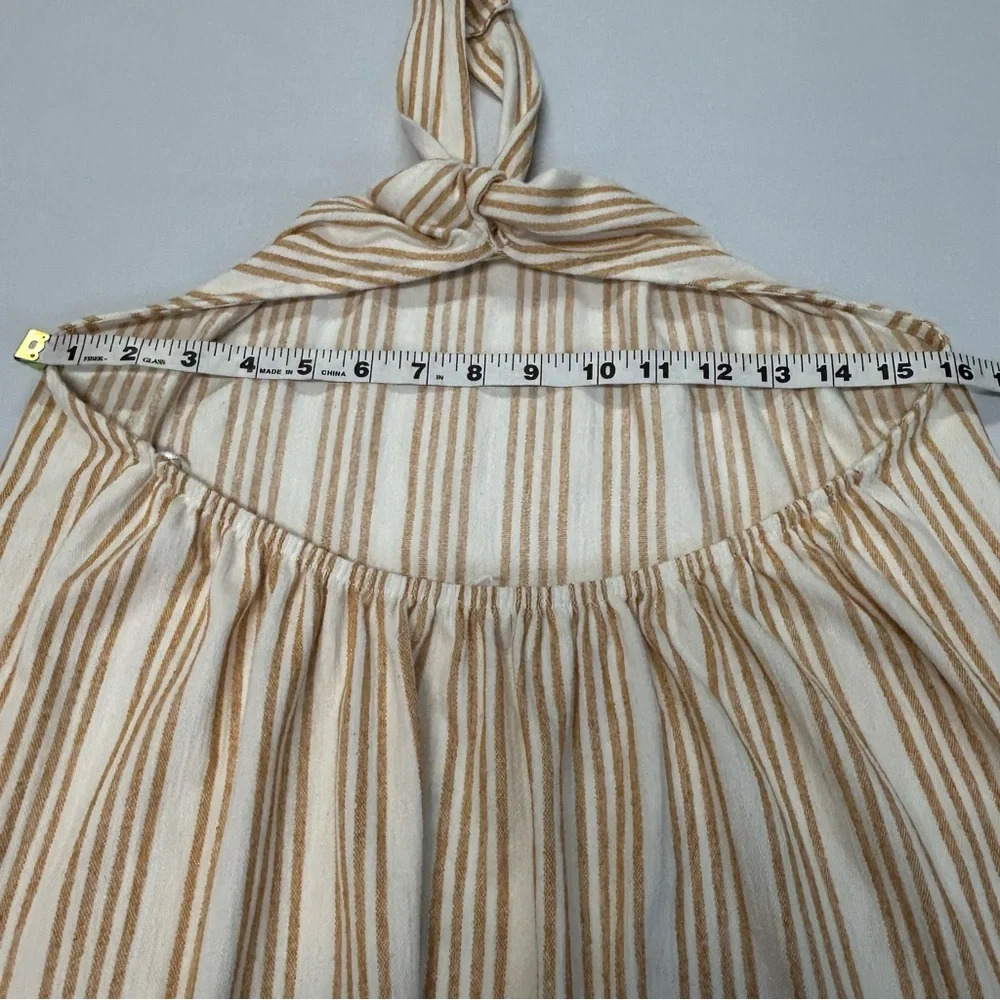 Zara Halter Maxi Dress Womens Size M Cotton Blend Striped NWT Minimalist Coastal